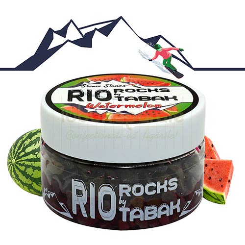 Recipient cu 100 grame de pietre aromate pentru narghilea RIO Rocks by RioTabak Pepene Verde
